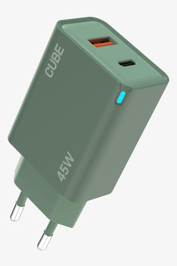 Green Cube 45W Dual Port Wall Charger
