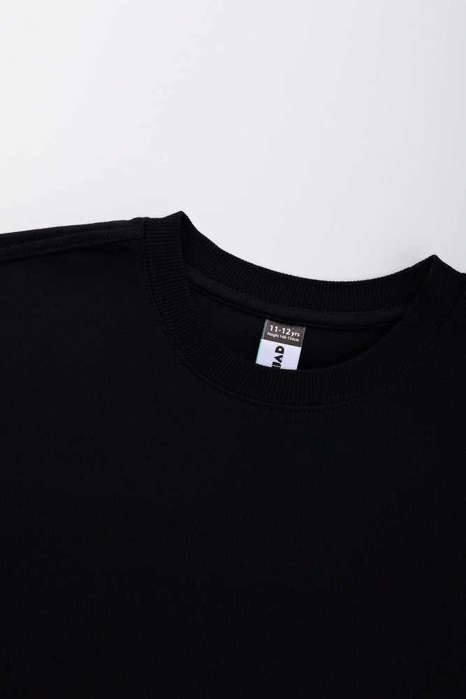Black Plain Short Sleeve T-Shirt (1)