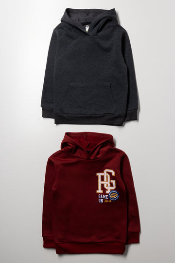 2 Pack Hoodies Dark Grey And Burgundy