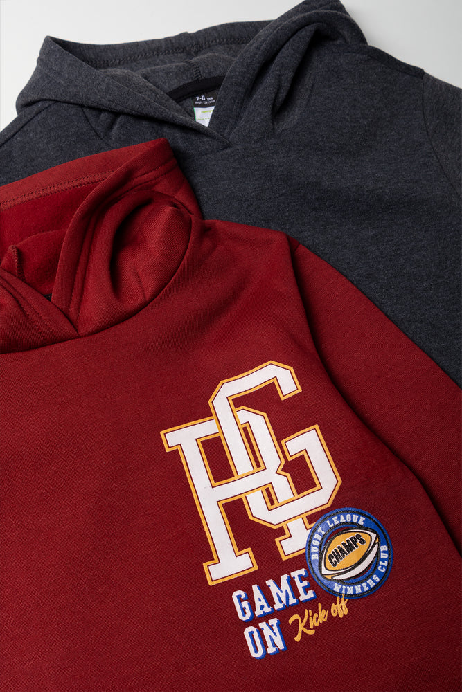 2 Pack Hoodies Dark Grey And Burgundy (1)