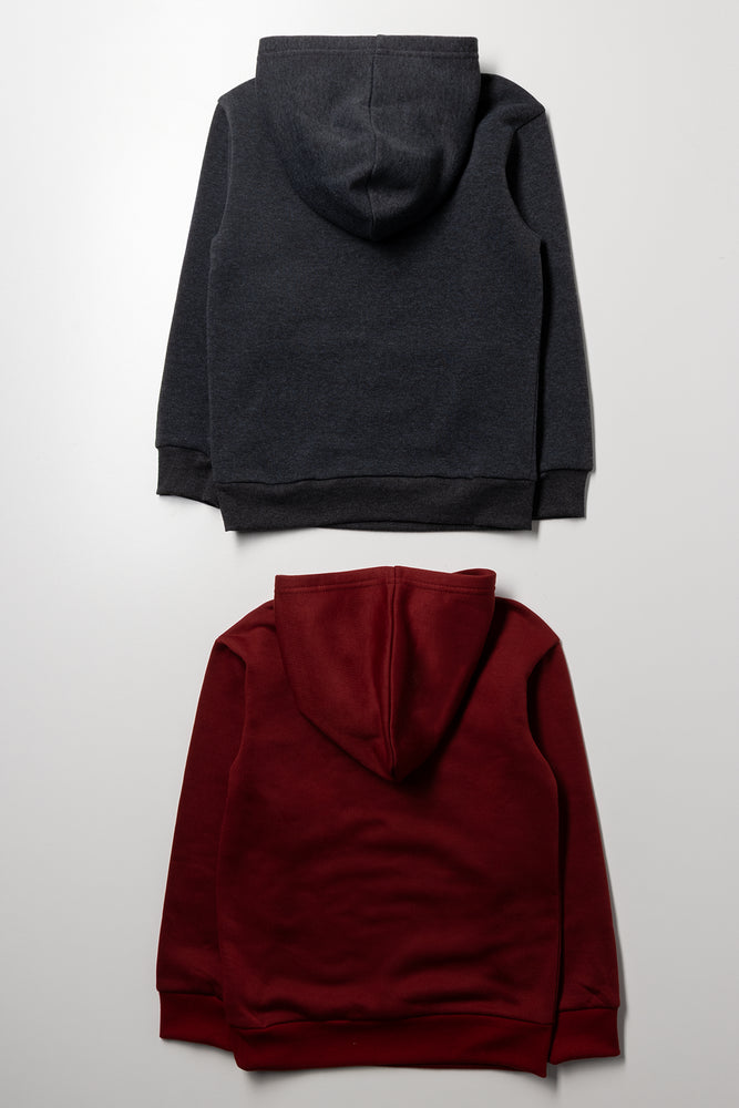 2 Pack Hoodies Dark Grey And Burgundy (2)