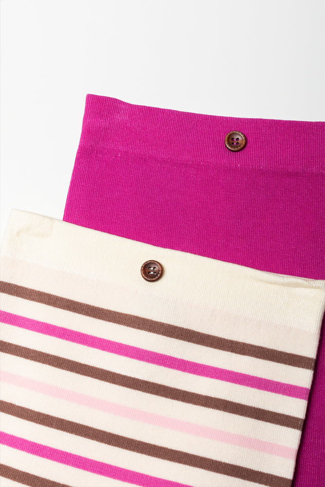2 Pack Stripe Leggings Pink