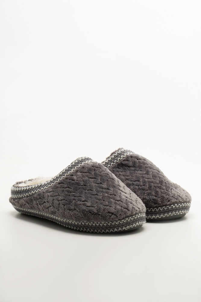 Tape Detail Slippers Grey