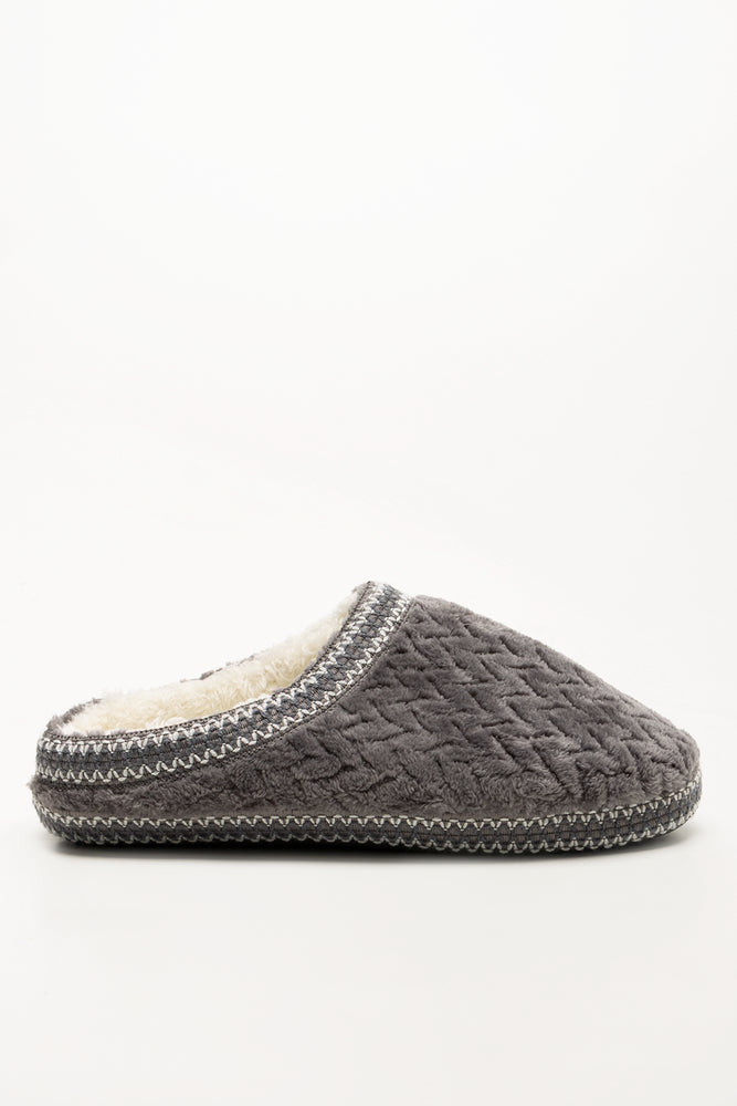 Tape Detail Slippers Grey