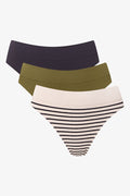 3 Pack Stripe Seamfree Thongs Natural