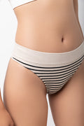 3 Pack Stripe Seamfree Thongs Natural (3)