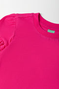 Pink Frill Sleeve Basic T-Shirt (1)