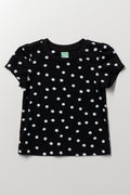 Black White Spotted Cotton T-Shirt