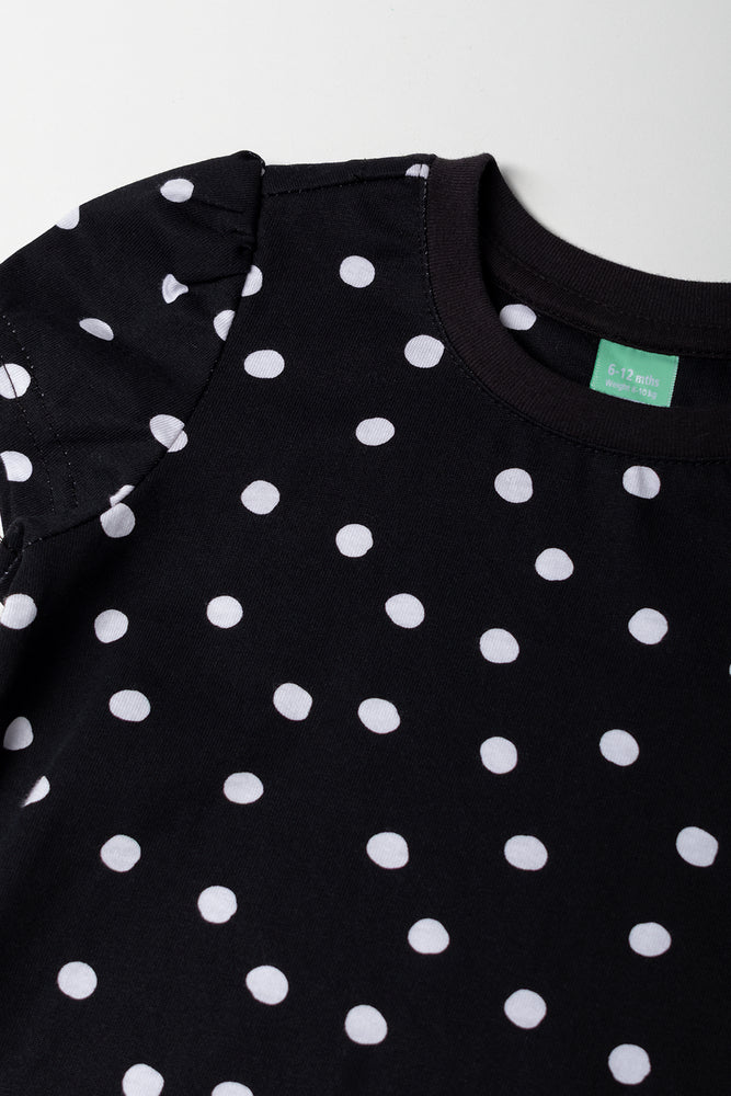 Black White Spotted Cotton T-Shirt (1)