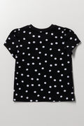 Black White Spotted Cotton T-Shirt (2)