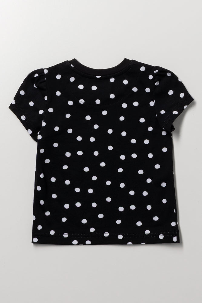 Black White Spotted Cotton T-Shirt (2)