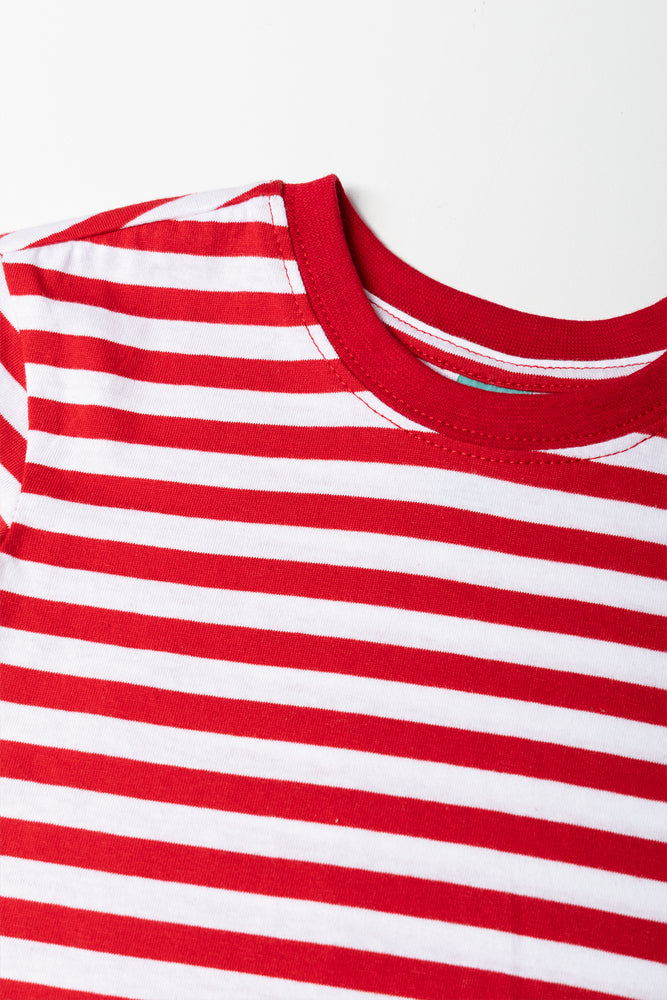 Red White Striped Short Sleeve T-Shirt (1)