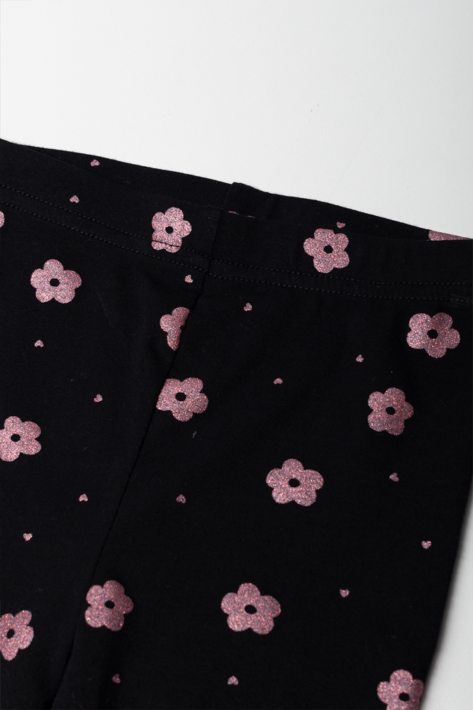 Daisy Glitter Leggings Black (1)