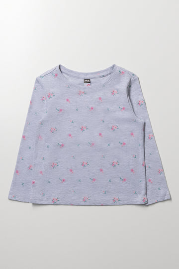 Floral Long Sleeve T-Shirt Grey