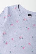 Floral Long Sleeve T-Shirt Grey (1)