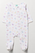 Printed Cotton Sleepsuit White