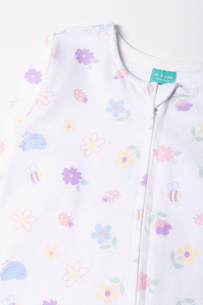 Printed Cotton Sleepsuit White (1)
