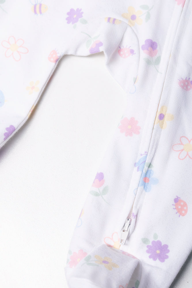 Printed Cotton Sleepsuit White (2)