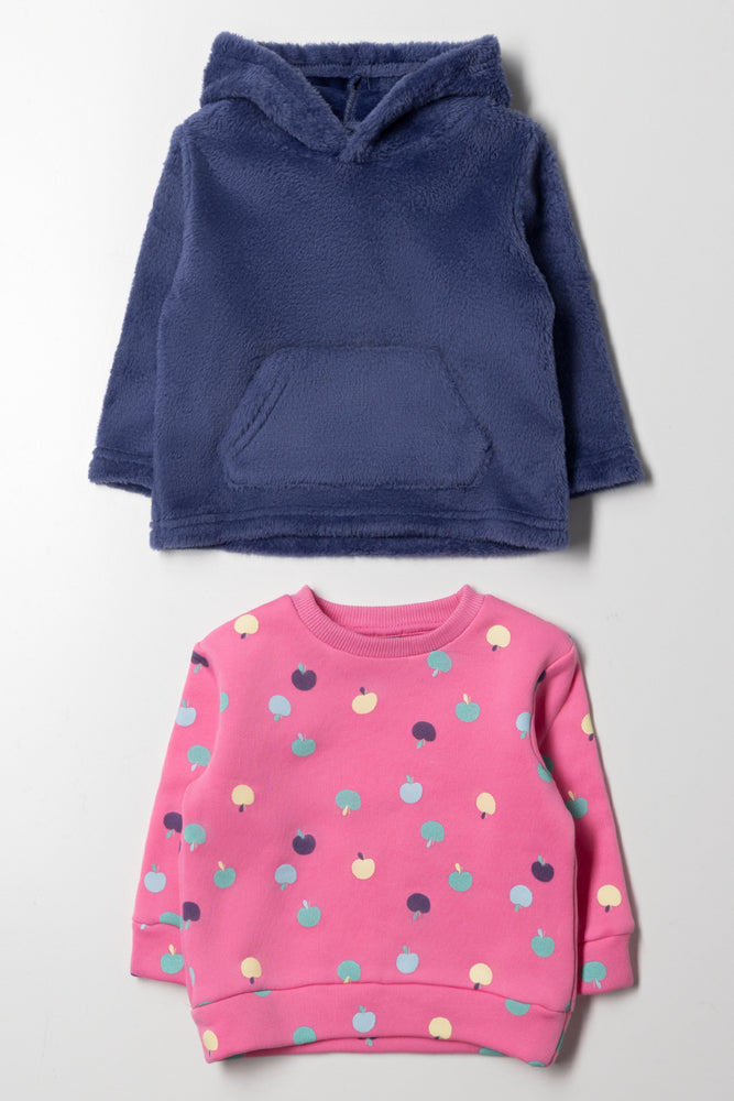 2 Pack Hoodie And Crew Neck Tracktop Navy And Pink