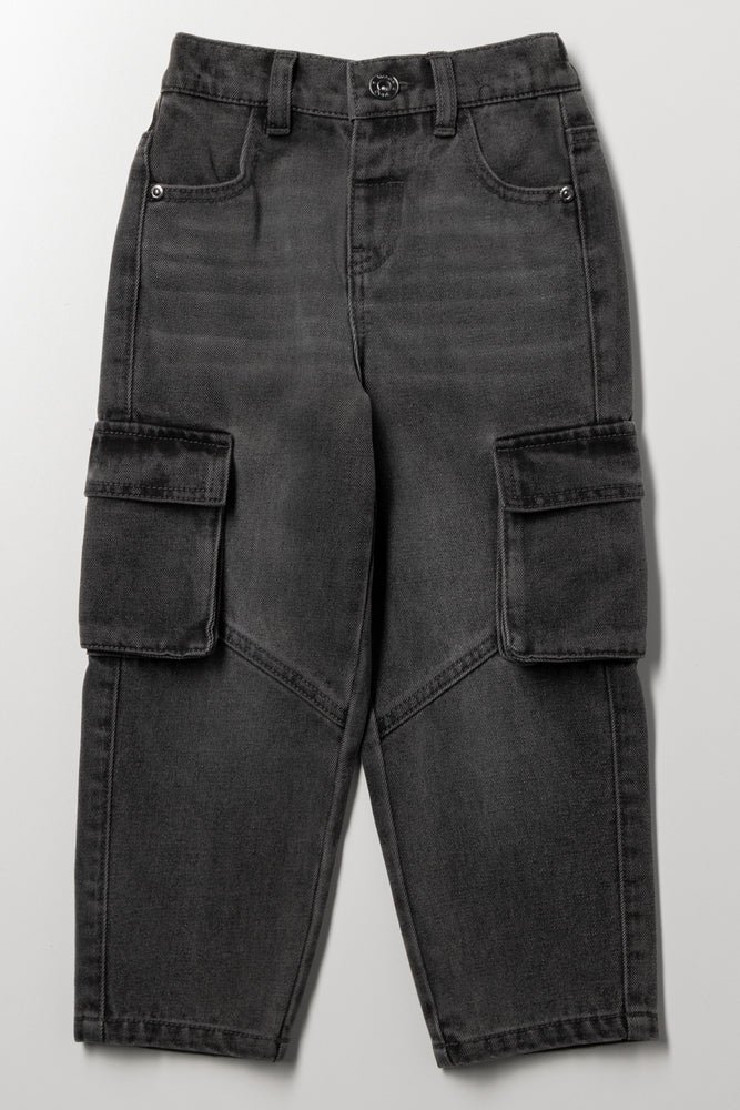 Skater Cargo Denim Jeans Dark Grey