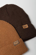 2 Pack Rib Beanies Brown (1)