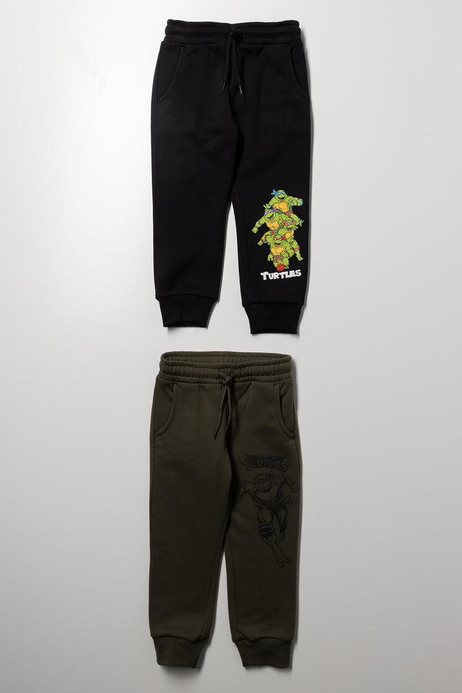 Ninja Turtles 2 Pack Trackpants Black And Green