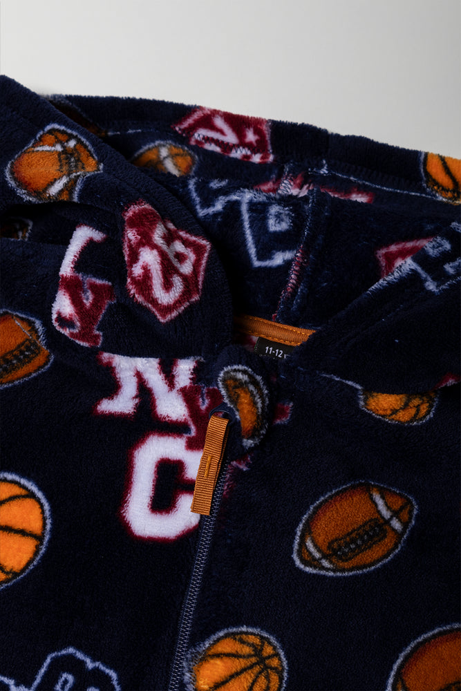 Coral Fleece Onesie Navy (1)