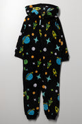 Space Coral Fleece Onesie Black