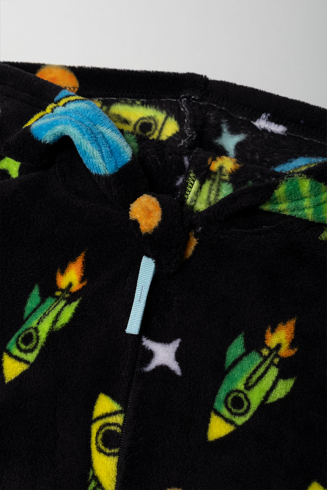 Space Coral Fleece Onesie Black (1)