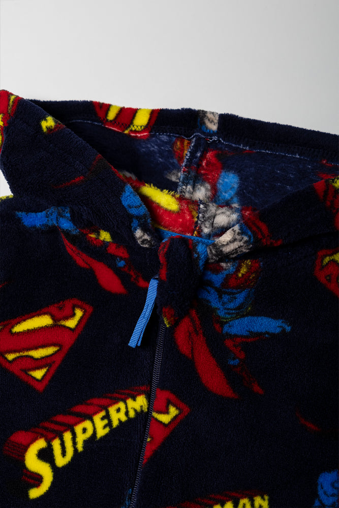 Superman Coral Fleece Onesie Navy (1)