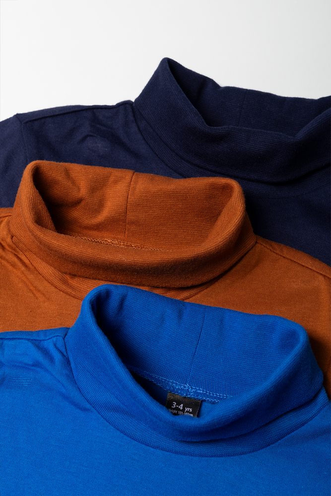3 Pack Polonecks Navy, Brown & Blue (1)