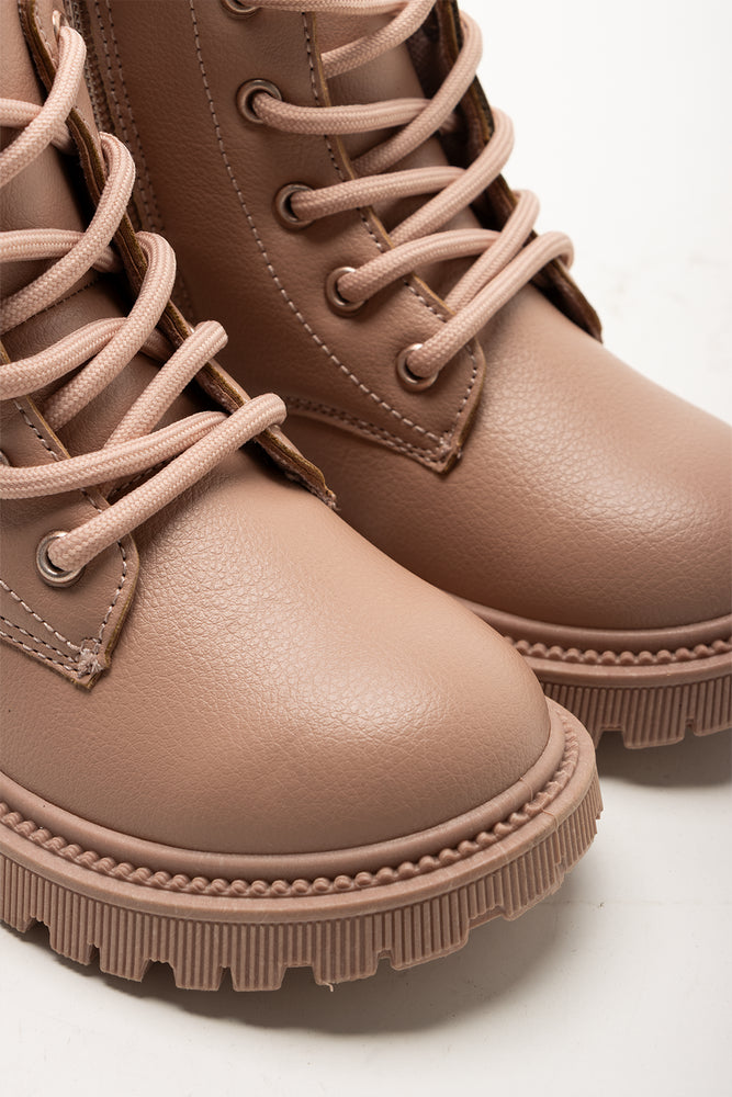 Glitter Heart Lace Up Boots Pink (2)