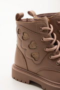 Glitter Heart Lace Up Boots Pink (3)