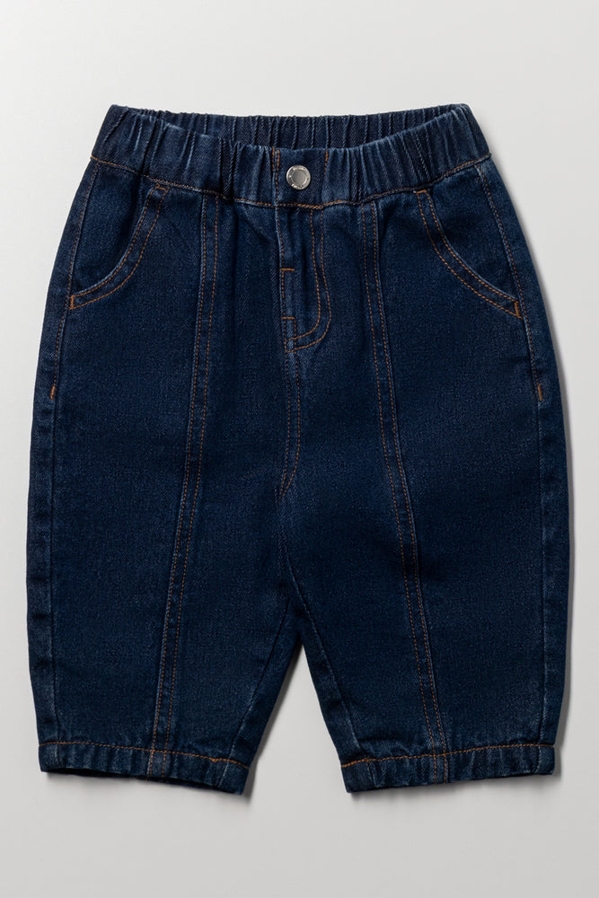 Barrel Leg Denim Jeans Blue