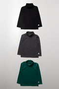 3 Pack Polonecks Black, Charcoal & Green