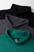 3 Pack Polonecks Black, Charcoal & Green (1)