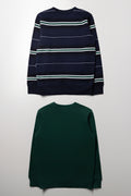 2 Pack Stripe Crew Neck Tracktops Navy And Green (2)