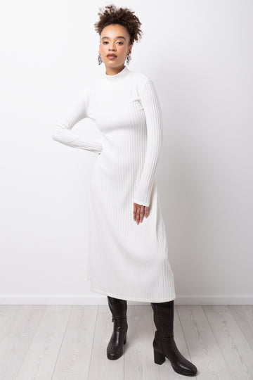 Fit & Flare Knit Dress Cream