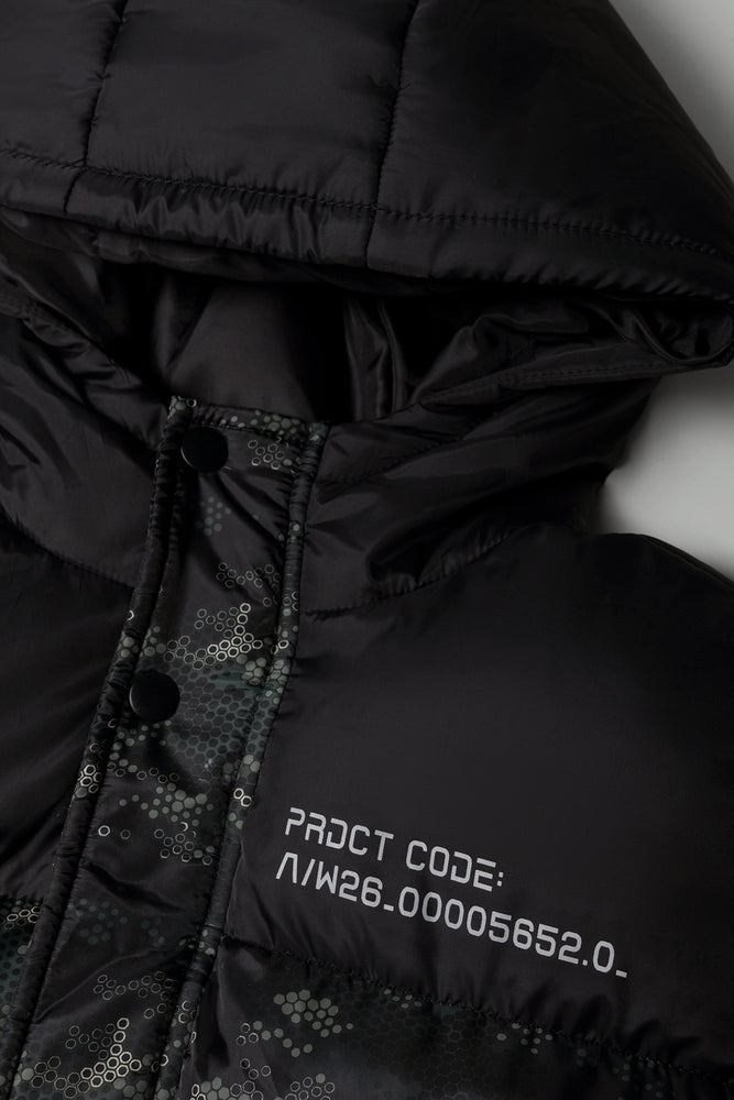 Puffer Jacket Dark Green And Black (1)