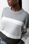 Stripe Long Sleeve Crew Neck Jersey Grey (3)
