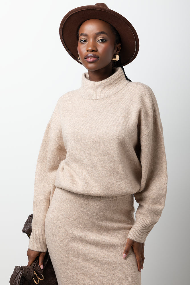 Turtleneck Long Sleeve Jersey Natural