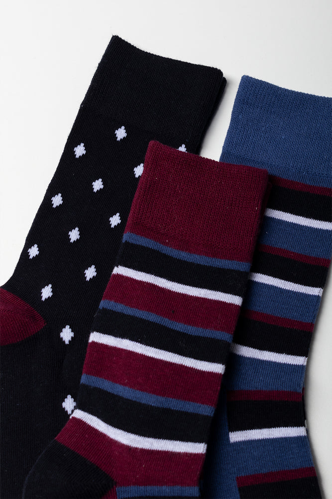 3 Pack Socks Burgundy (1)