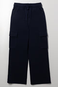 Wide Leg Cargo Trackpants Navy