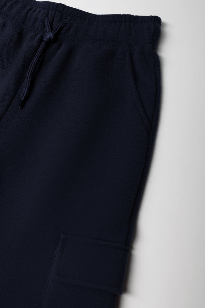 Wide Leg Cargo Trackpants Navy (1)