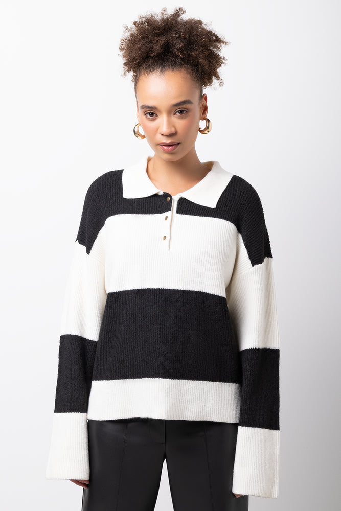 Long Sleeve Rugby Jersey Black And White
