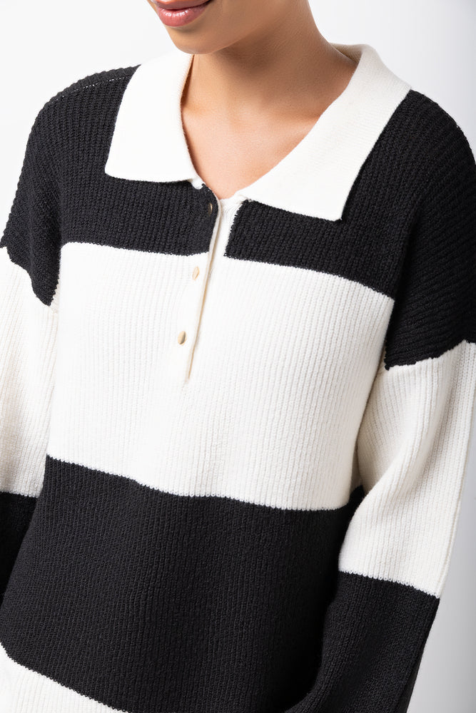 Long Sleeve Rugby Jersey Black And White (3)