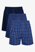 3 Pack Check Boxers Blue