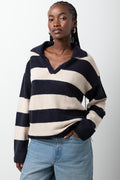 Stripe Long Sleeve Jersey Navy And Natural