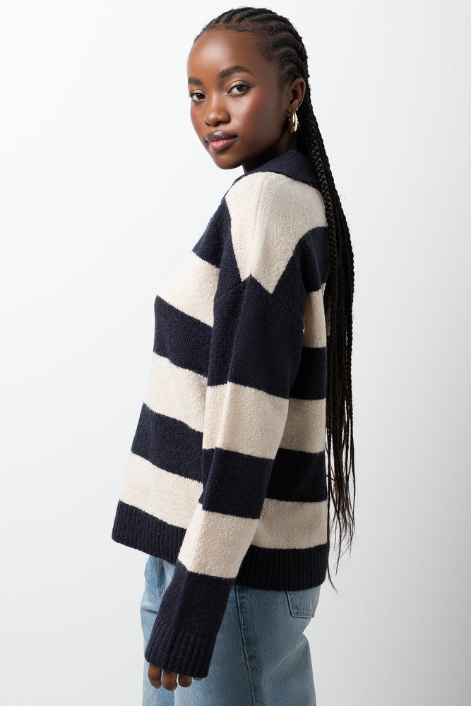Stripe Long Sleeve Jersey Navy And Natural | Knitwear & Jerseys