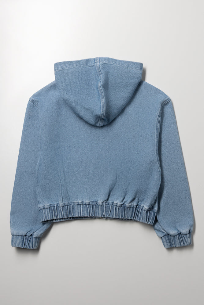 Denim Sporty Hoody Jacket Light Wash (2)